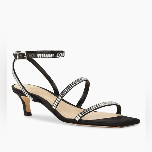 Saks Fifth Avenue Black and Silver Strappy Sandals - Picture 2 of 5
